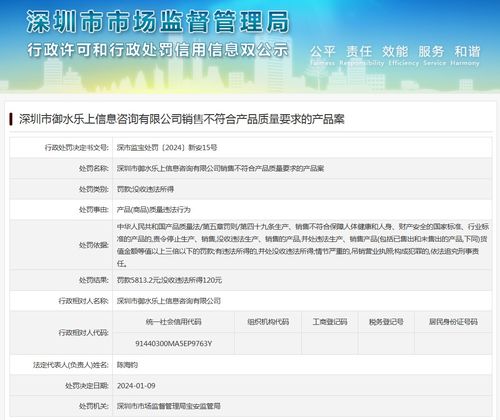 深圳市御水乐上信息咨询有限公司销售不符合产品质量要求的产品案